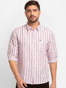 SPYKAR Men Pink Striped Casual Shirt
