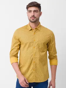 SPYKAR Men Yellow Slim Fit Printed Casual Shirt