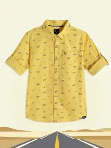 Allen Solly Junior Boys Yellow Printed Pure Cotton Casual Shirt