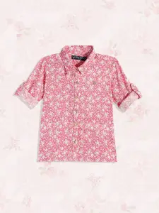 Allen Solly Junior Girls Pink Floral Printed Casual Shirt