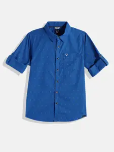 Allen Solly Junior Boys Blue Sport Printed Pure Cotton Casual Shirt