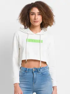 SPYKAR Women White Hooded Sweatshirt