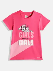Allen Solly Junior X Disney Girls Pink Minnie & Daisy Print Pure Cotton Top