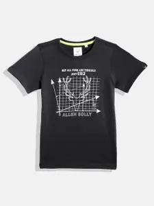 Allen Solly Junior Boys Black & White Printed Pure Cotton T-shirt
