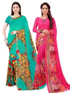 Florence Magenta & Green Pure Georgette Saree