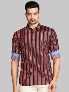 Parx Men Red Slim Fit Striped Casual Shirt