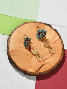 SOHI Blue Contemporary Studs Earrings