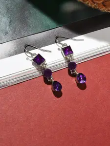 SOHI Purple Contemporary Drop Earrings