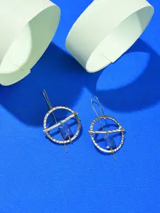 SOHI Blue Contemporary Hoop Earrings