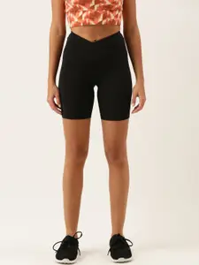 FOREVER 21 Women Black Skinny Fit High-Rise Cycling Shorts