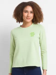 SPYKAR Women Green Applique T-shirt