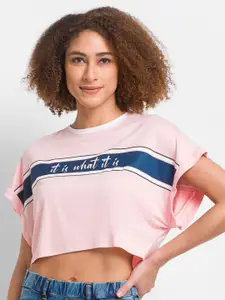 SPYKAR Women Pink Slim Fit T-shirt