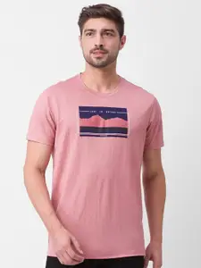 SPYKAR Men Pink Printed Slim Fit T-shirt