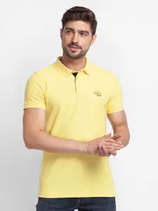 SPYKAR Men Yellow Polo Collar Slim Fit T-shirt
