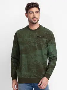 SPYKAR Men Green Printed Sweatshirt