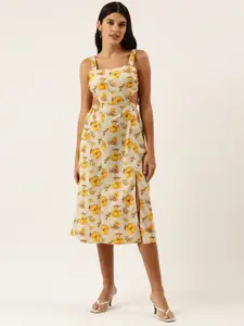 FOREVER 21 Multicoloured Floral Styled Back A-Line Midi Dress