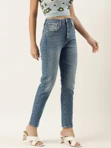 FOREVER 21 Women Blue High-Rise Light Fade Stretchable Jeans