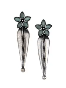 VENI Silver-Toned Contemporary Studs Earrings