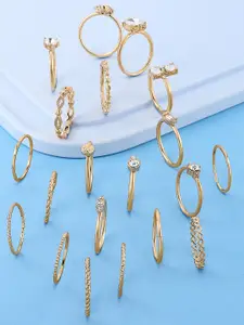 AMI Set Of 20 Gold-Plated Contemporary Stackable Finger Rings