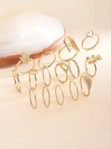 Ami Women Set of 15 Gold-Toned Contemporary Stackable Rings