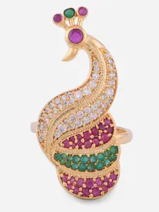 Fida Gold-Plated American Diamond Studded Finger Ring