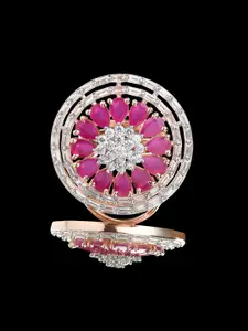Fida Rose Gold-Plated Pink AD-Studded Finger Ring