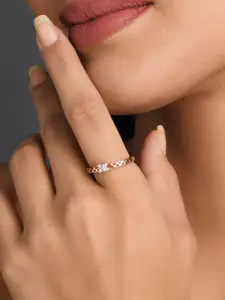 Fida Rose Gold-Plated American Diamond Finger Ring