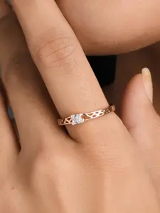 Fida Rose Gold-Plated American Diamond Finger Ring