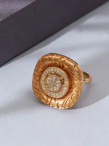 Fida Rose Gold-Plated AD Studded Finger Ring
