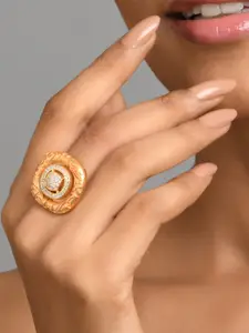 Fida Rose Gold-Plated AD Studded Finger Ring