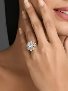 Fida Gold-Plated American Diamond Studded Finger Ring