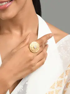 Fida Gold-Plated Meenakari Kundan Finger Ring