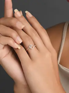 Fida Rose Gold-Plated White Stone-Studded  Finger Rings