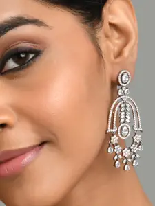 Fida Silver-Toned Floral Drop Earrings