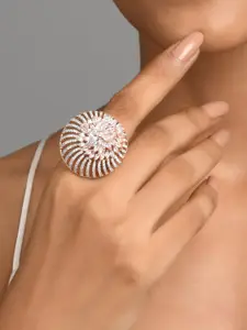 Fida Rose Gold-Plated American Diamond Studded Finger Ring