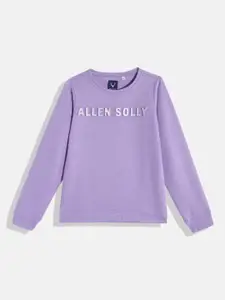 Allen Solly Junior Girls Purple Brand Logo Printed Sweatshirt