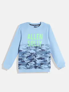 Allen Solly Junior Boys Blue Camouflage & Brand Logo Print Sweatshirt
