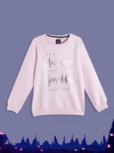 Allen Solly Junior Girls Pink & Silver Printed Sweatshirt