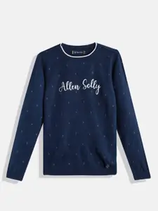 Allen Solly Junior Girls Navy Blue & White Brand Logo Print Pullover
