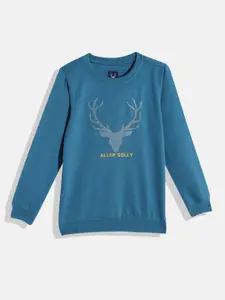 Allen Solly Junior Boys Blue & Yellow Brand Logo Print Sweatshirt