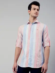 HARSAM Men Multicoloured Striped Casual Shirt
