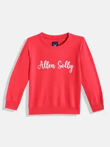 Allen Solly Junior Girls Red & Pink Brand Logo Printed Sweatshirt