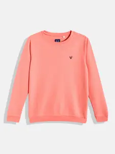 Allen Solly Junior Boys Peach-Coloured Self-Design Sweatshirt