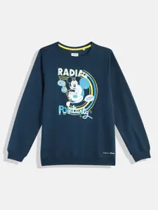 Allen Solly Junior Boys Navy Blue Mickey Mouse Printed Pure Cotton Sweatshirt