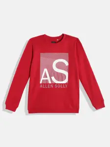 Allen Solly Junior Boys Red & White Brand Logo Print Pure Cotton Sweatshirt