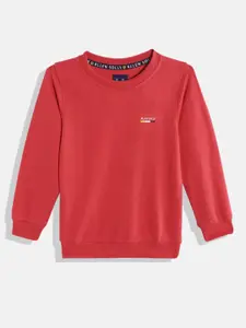 Allen Solly Junior Boys Red Solid Round Neck Sweatshirt