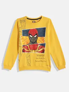 Allen Solly Junior Boys Yellow Spiderman Printed Pure Cotton Sweatshirt