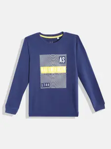 Allen Solly Junior Boys Blue & White Brand Logo Printed Sweatshirt