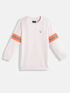 Allen Solly Junior Boys Peach-Coloured Solid Pure Cotton Sweatshirt