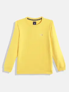 Allen Solly Junior Boys Yellow Solid Sweatshirt